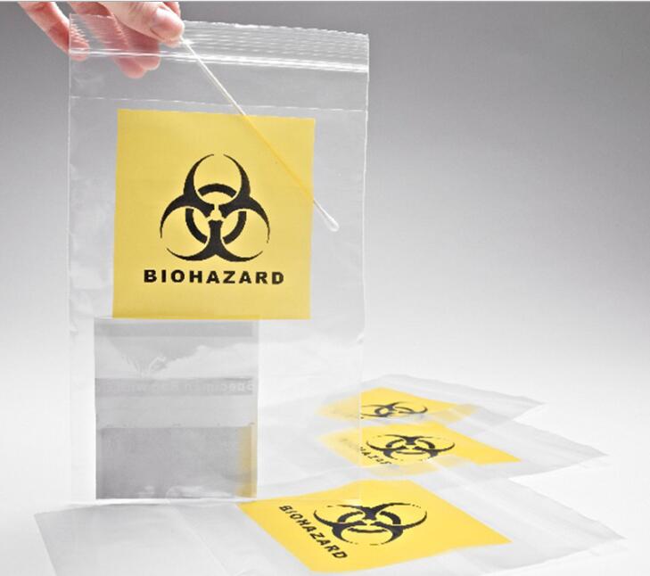 LDPE transparent Biohazard specimen bag for hospital ziplock bag